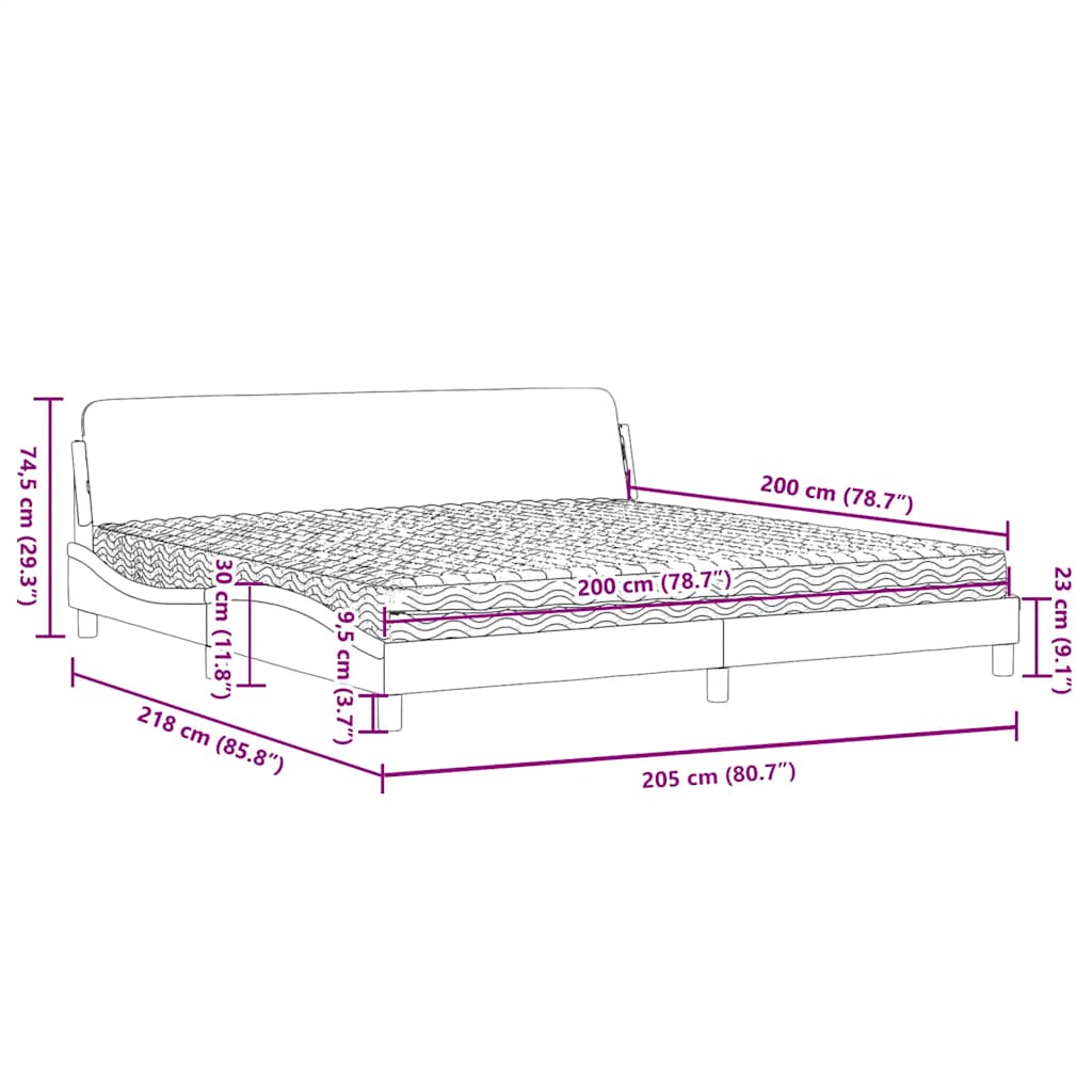 Lit avec matelas Dover bleu 200x200 cm velours - XIOS