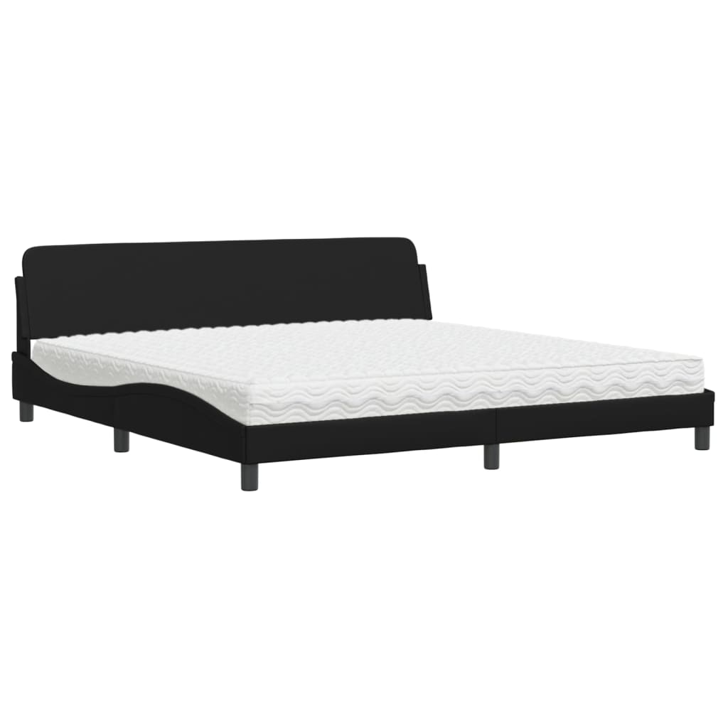 Lit avec matelas Dover noir 200x200 cm similicuir - XIOS