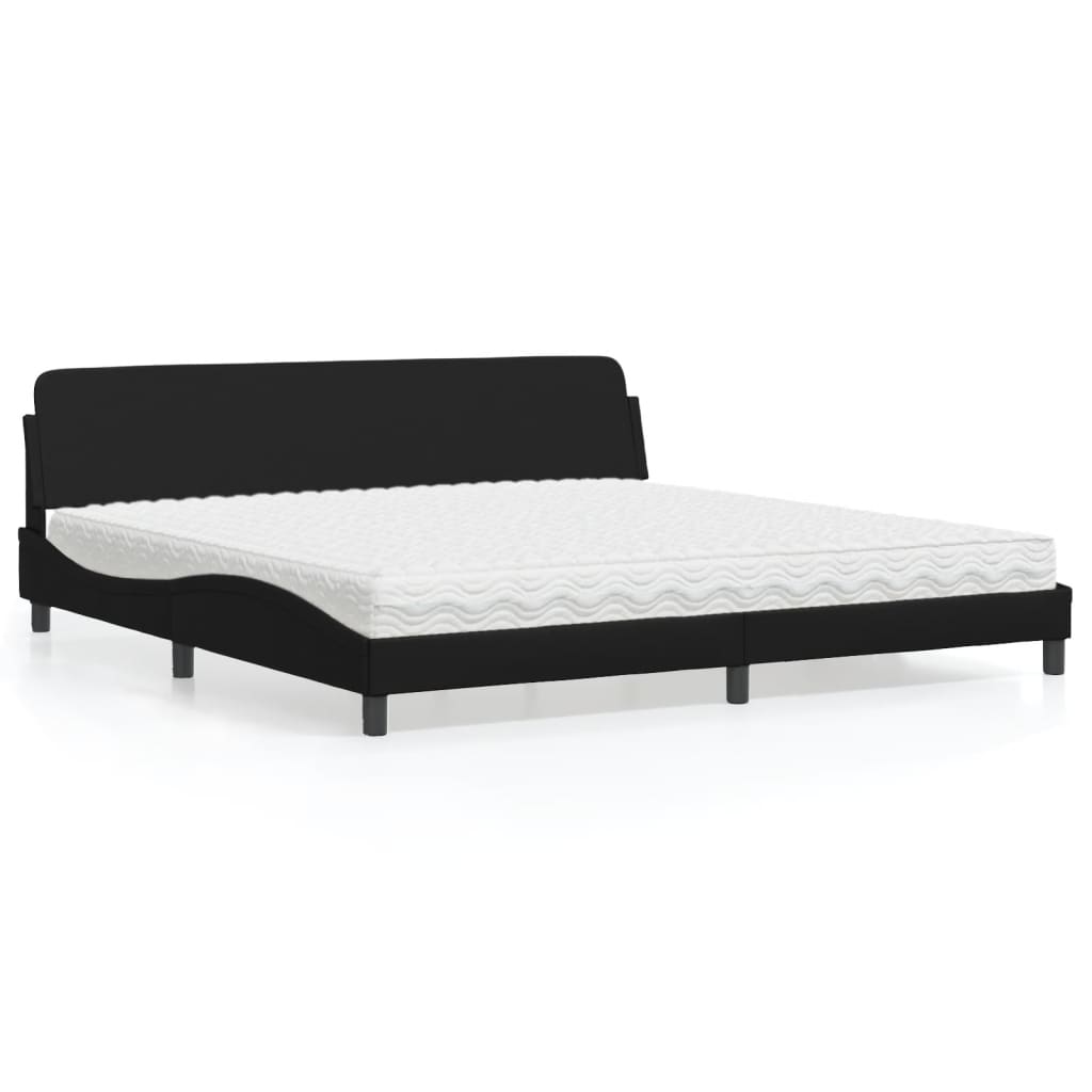 Lit avec matelas Dover noir 200x200 cm similicuir - XIOS