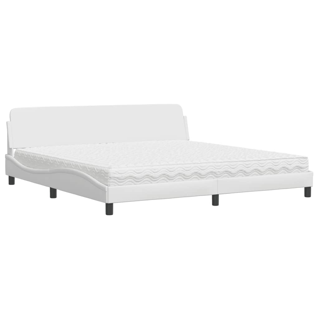 Lit avec matelas Dover blanc 200x200 cm similicuir
