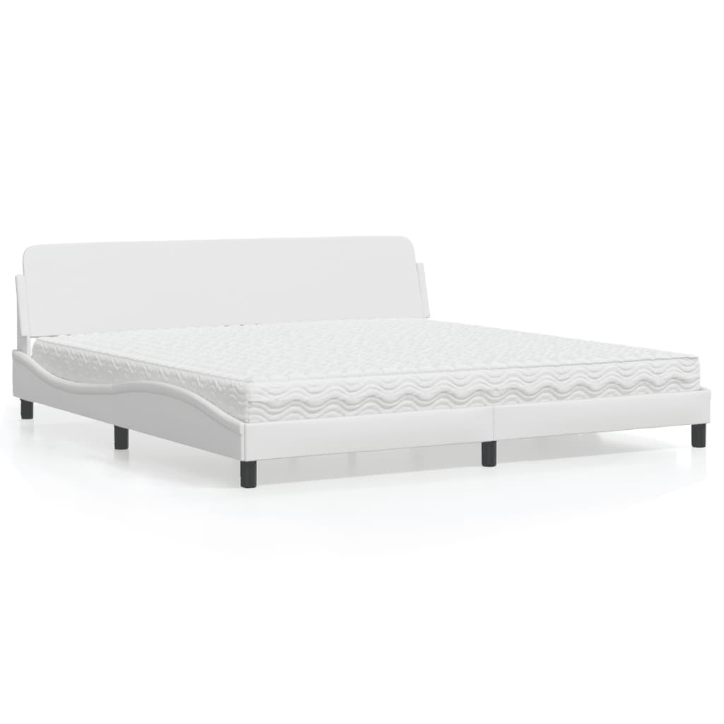 Lit avec matelas Dover blanc 200x200 cm similicuir