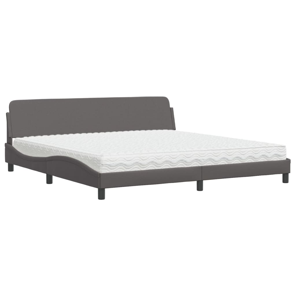 Lit avec matelas Dover gris 200x200 cm similicuir - XIOS