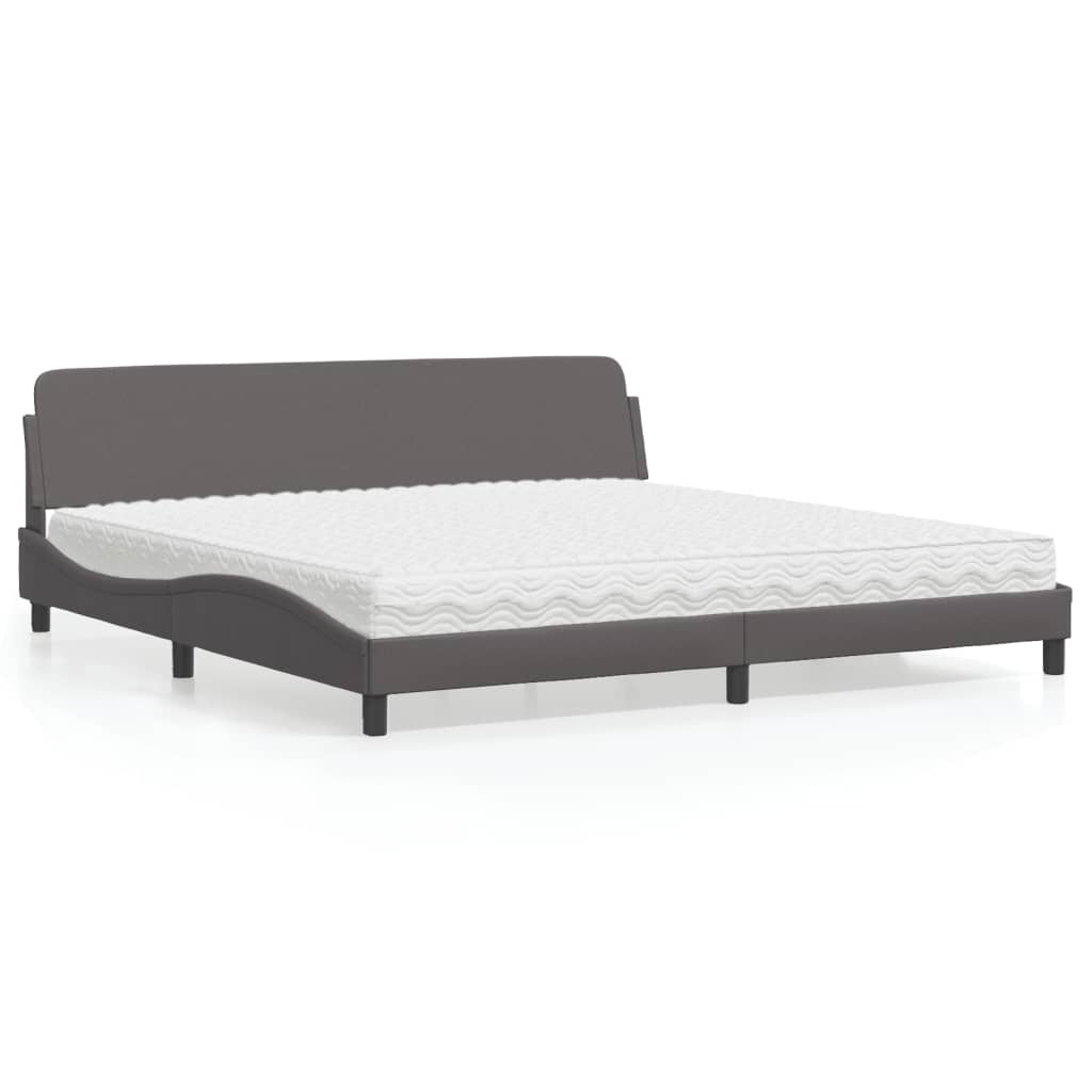 Lit avec matelas Dover gris 200x200 cm similicuir - XIOS