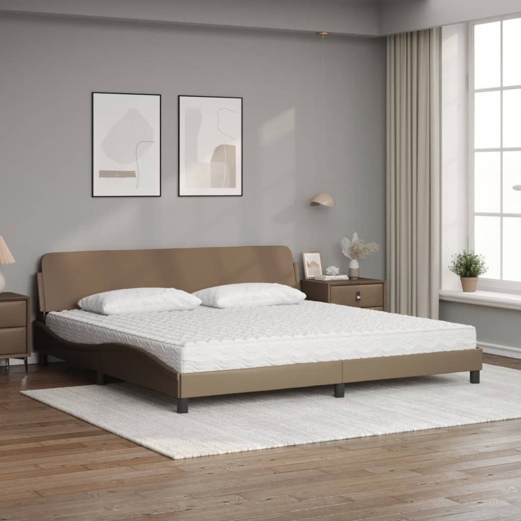 Lit avec matelas Dover cappuccino 200x200 cm similicuir - XIOS
