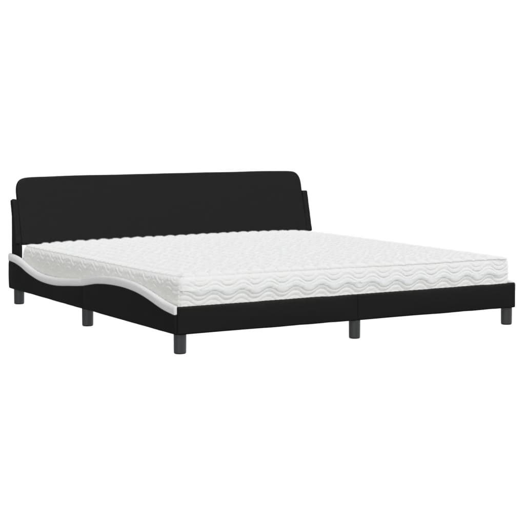 Lit avec matelas Dover noir et blanc 200x200 cm similicuir - XIOS