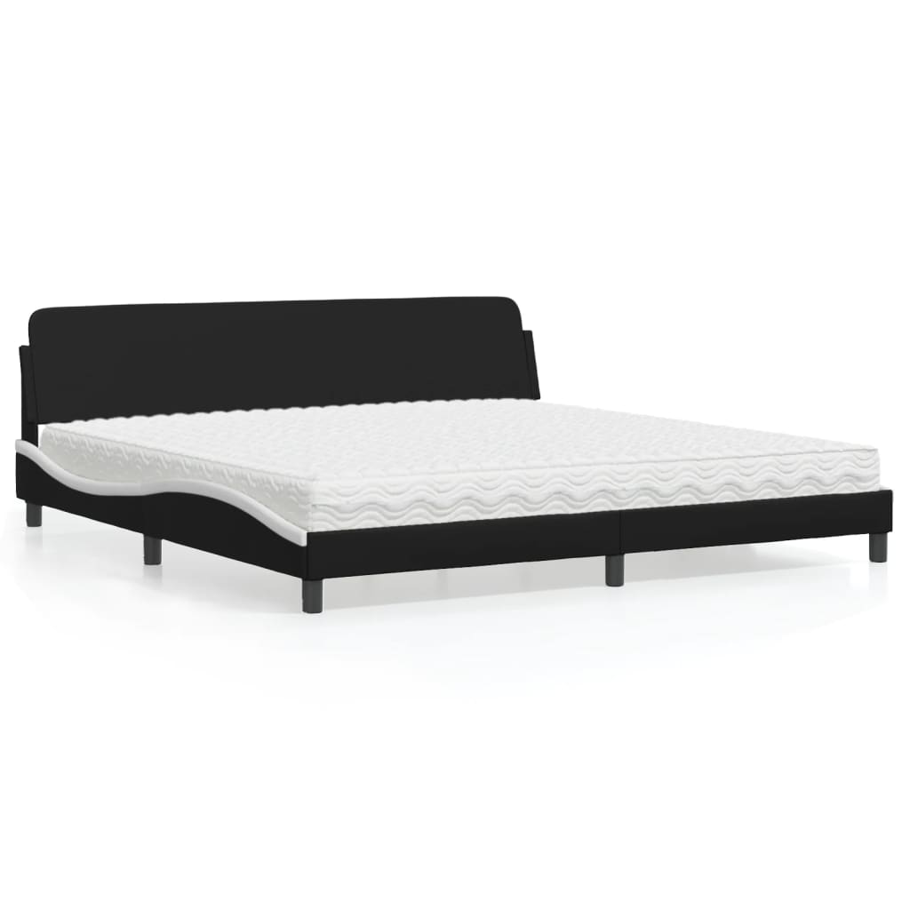 Lit avec matelas Dover noir et blanc 200x200 cm similicuir - XIOS