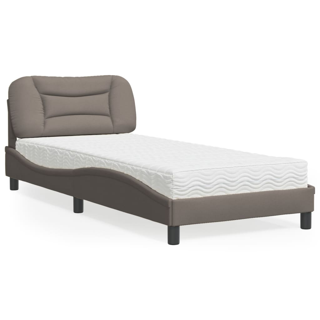 Lit avec matelas Hvar taupe 90x200 cm tissu - XIOS