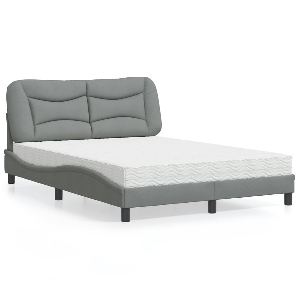 Lit avec matelas Hvar gris clair 120x200 cm tissu - XIOS