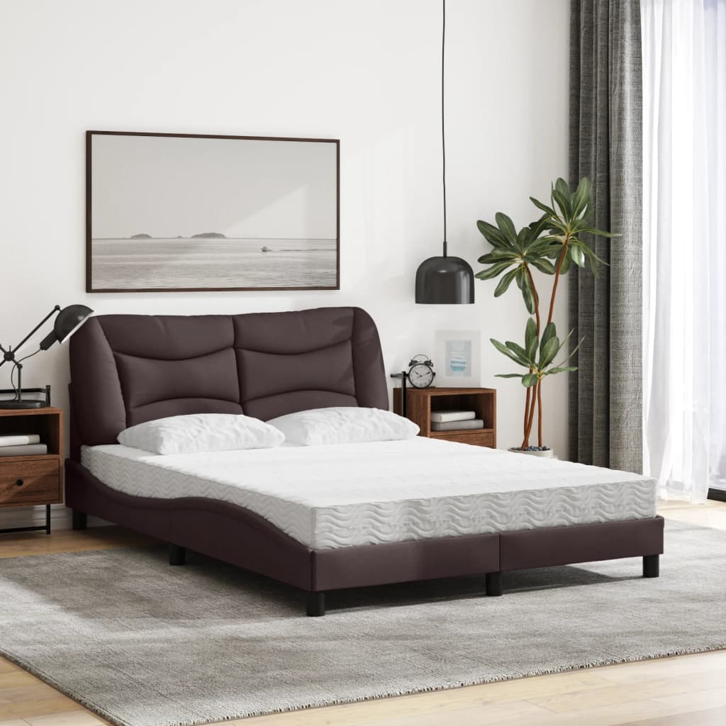 Lit avec matelas Hvar marron foncé 120x200 cm tissu - XIOS