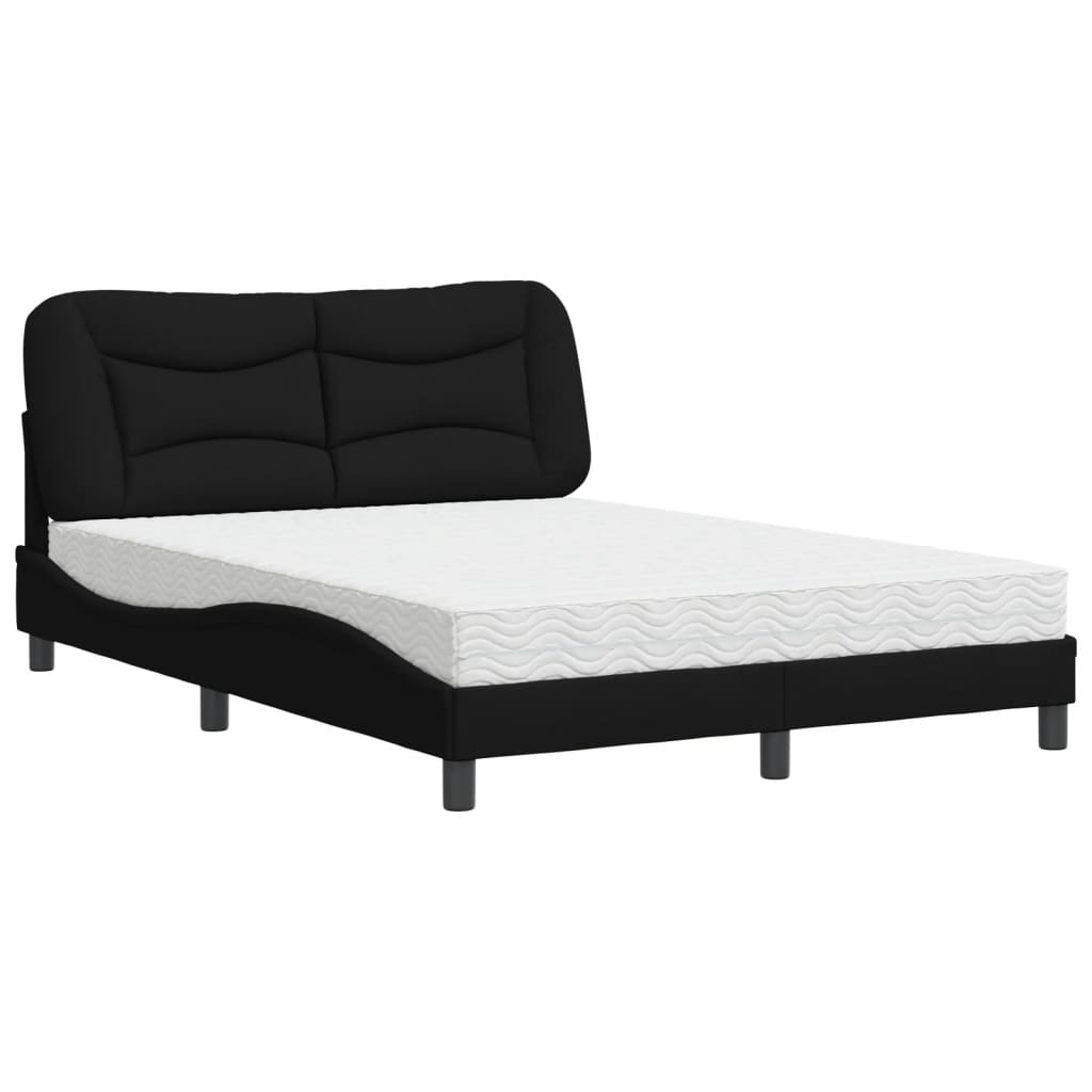 Lit avec matelas Hvar noir 140x190 cm tissu - XIOS