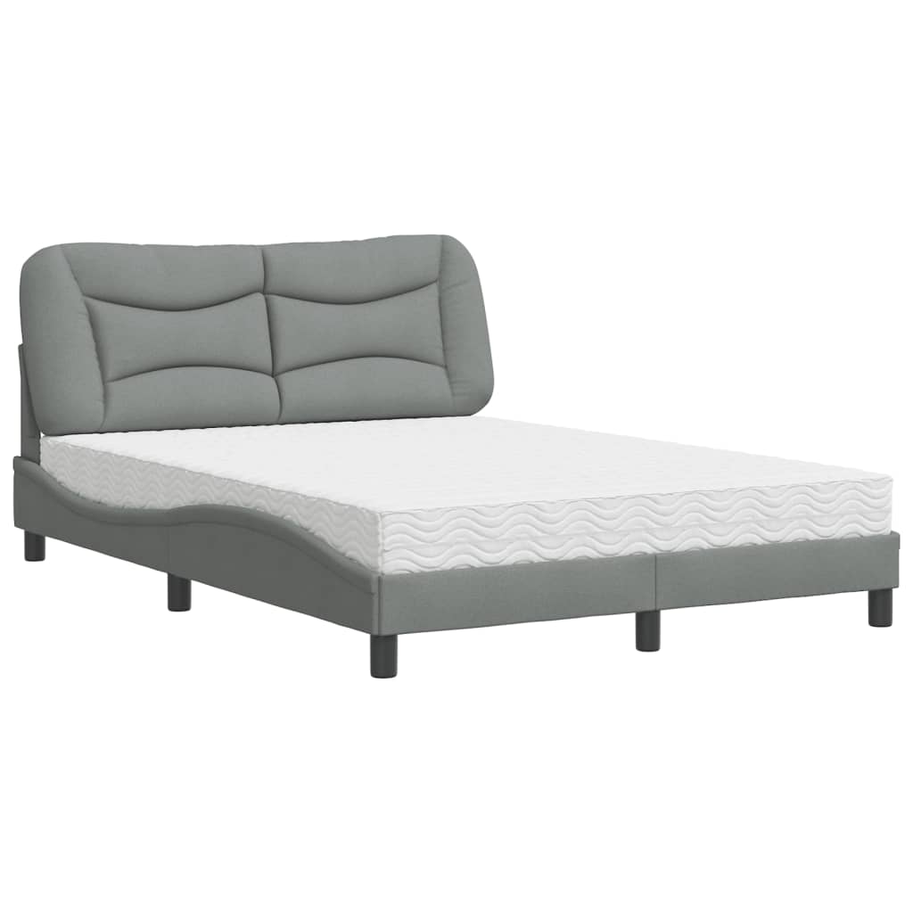 Lit avec matelas Hvar gris clair 140x200 cm tissu - XIOS