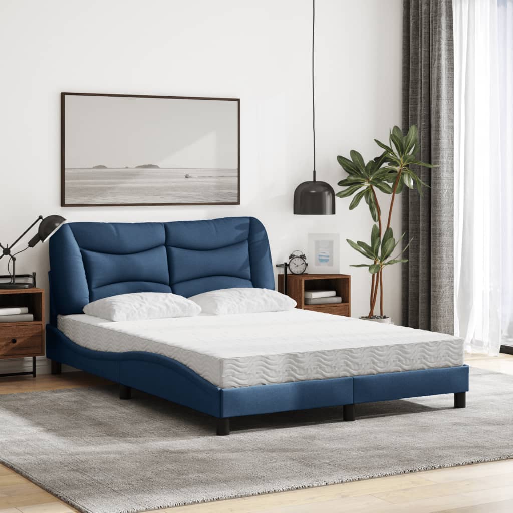 Lit avec matelas Hvar bleu 140x200 cm tissu - XIOS