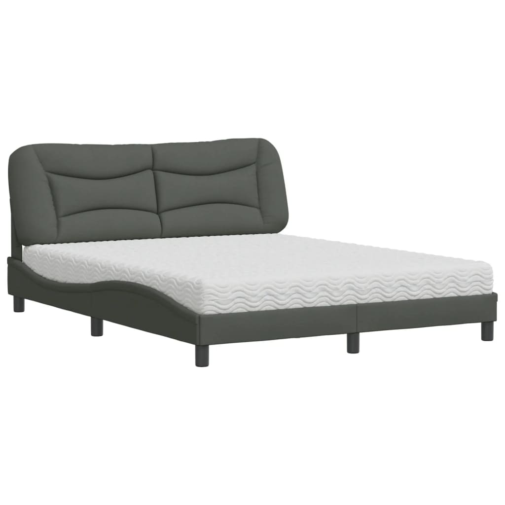 Lit avec matelas Hvar gris foncé 160x200 cm tissu - XIOS