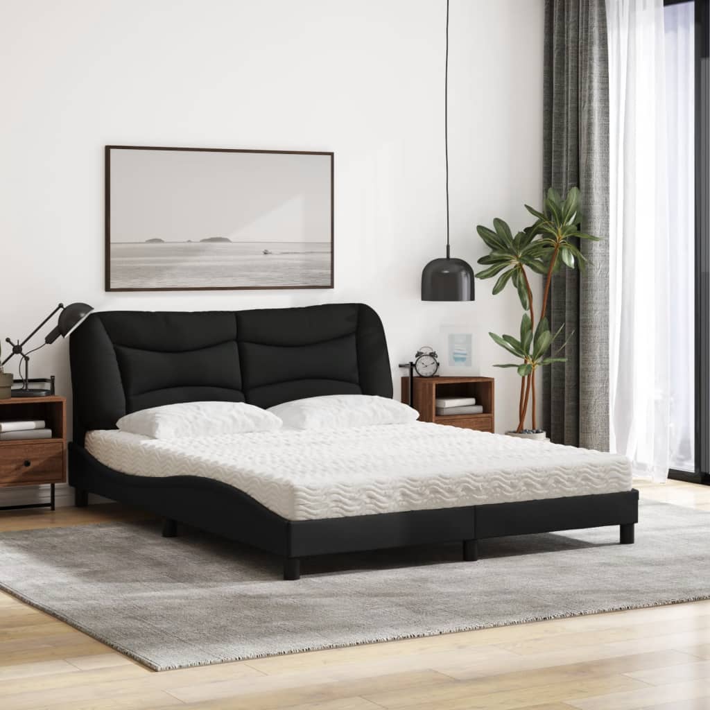 Lit avec matelas Hvar noir 160x200 cm tissu - XIOS