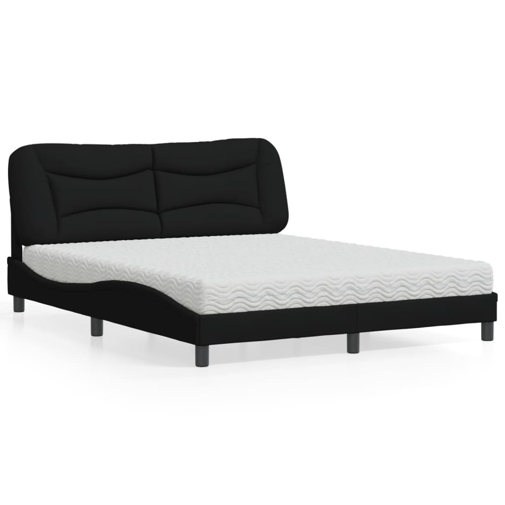 Lit avec matelas Hvar noir 160x200 cm tissu - XIOS