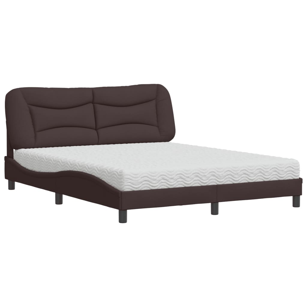 Lit avec matelas Hvar marron foncé 160x200 cm tissu
