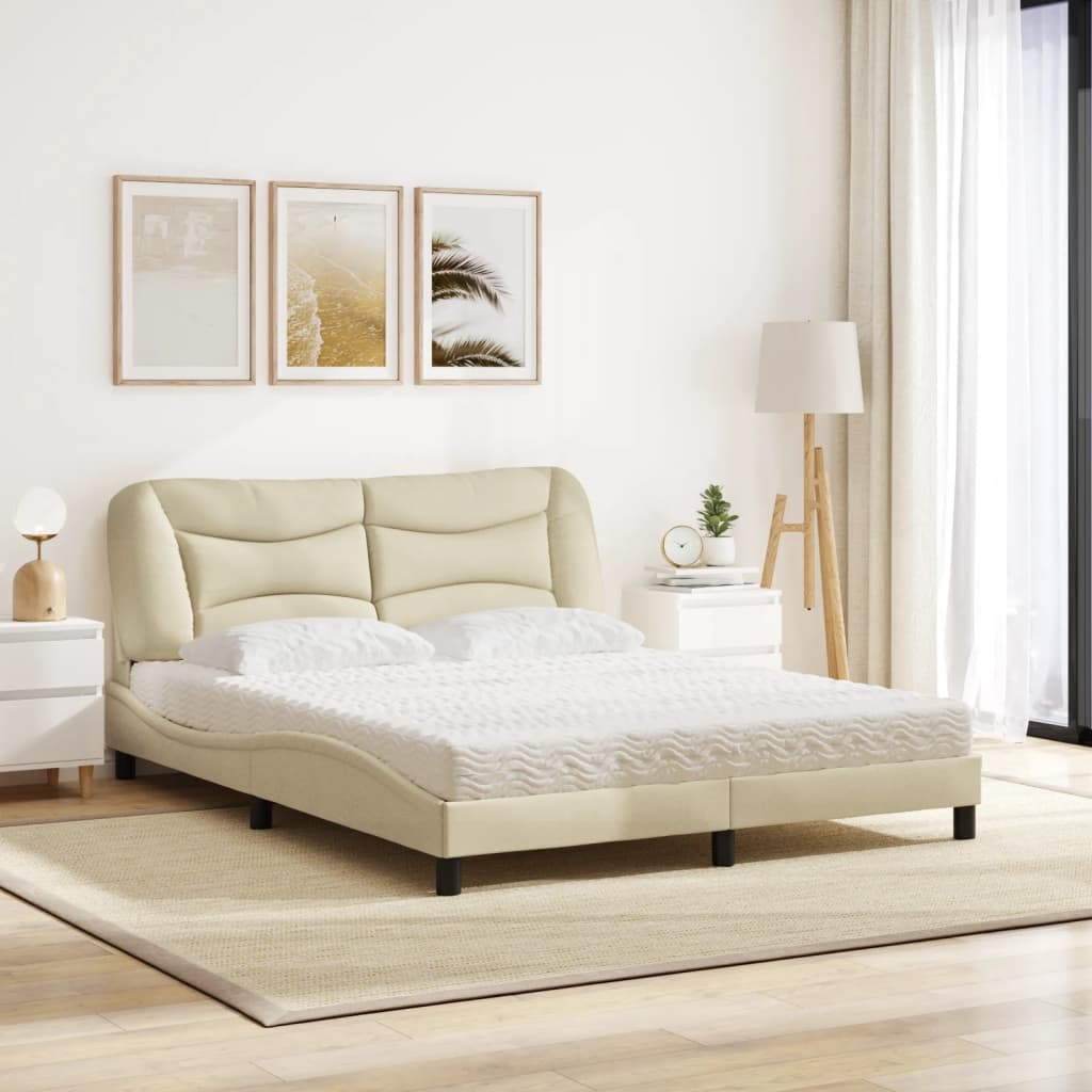Lit avec matelas Hvar crème 160x200 cm tissu - XIOS