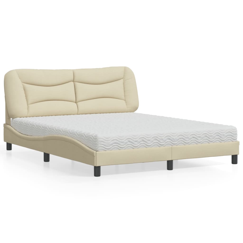 Lit avec matelas Hvar crème 160x200 cm tissu - XIOS