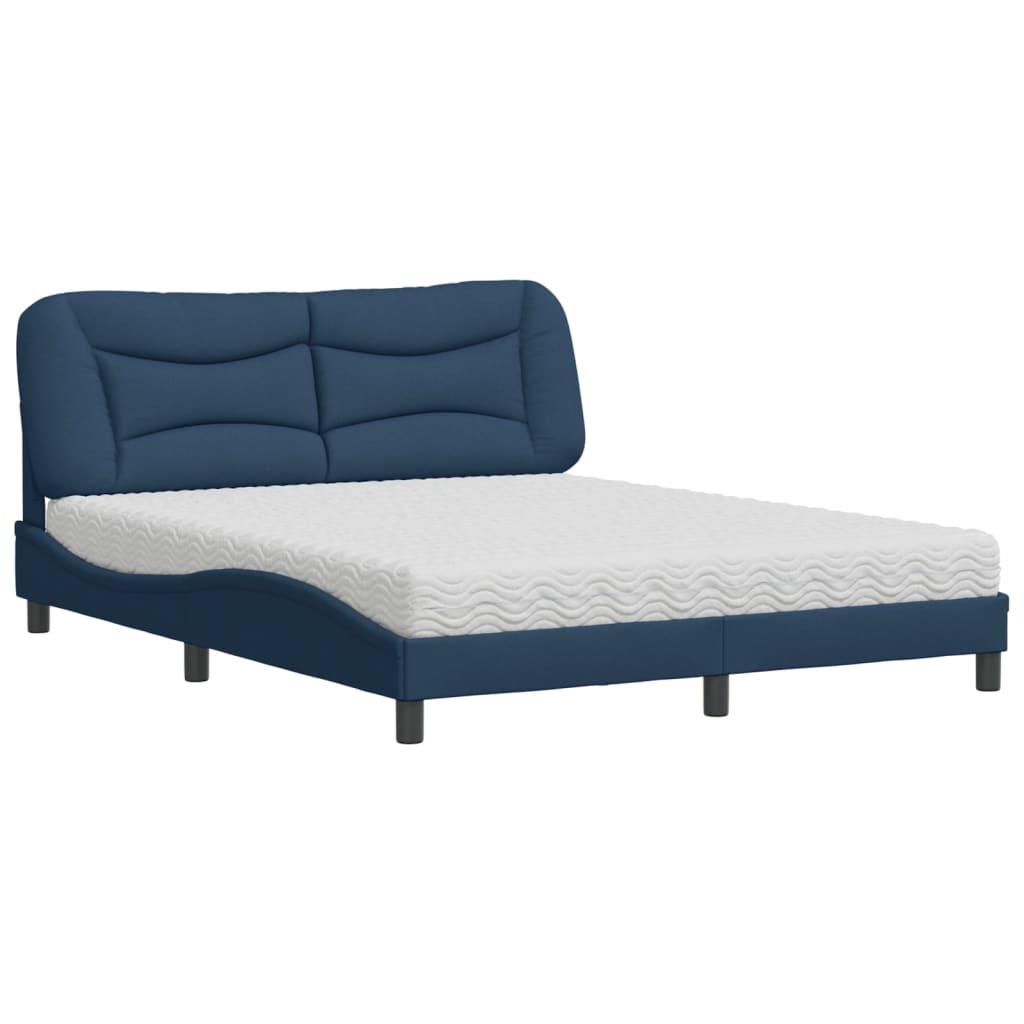 Lit avec matelas Hvar bleu 160x200 cm tissu - XIOS