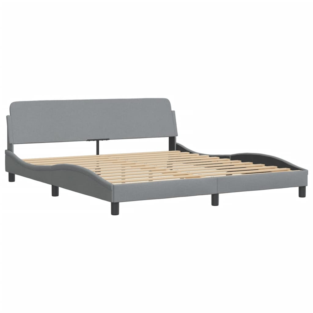 Lit avec matelas Hvar gris clair 180x200 cm tissu - XIOS