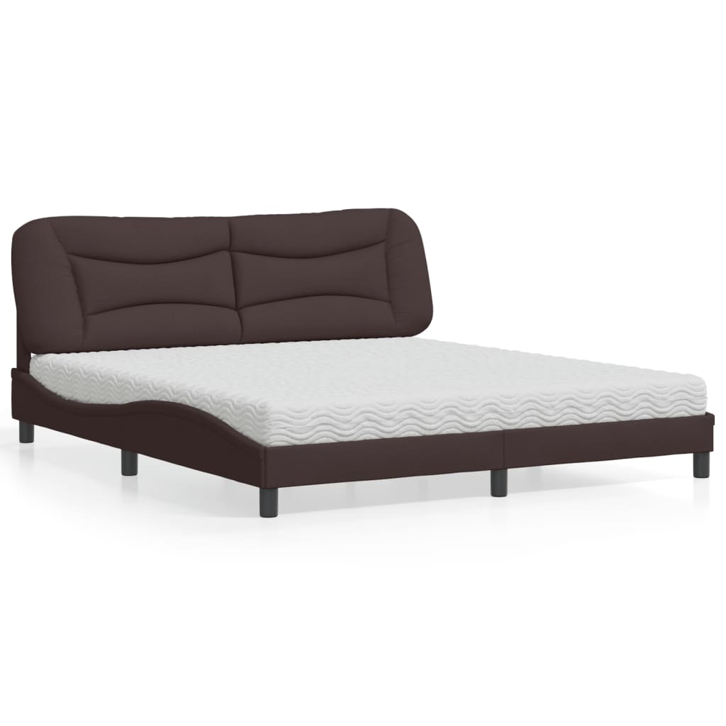 Lit avec matelas Hvar marron foncé 180x200 cm tissu - XIOS