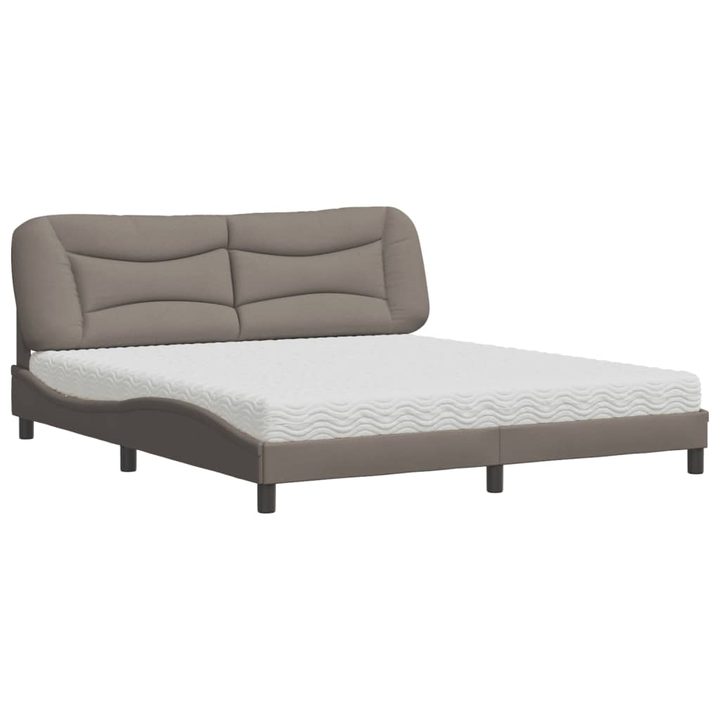 Lit avec matelas Hvar taupe 180x200 cm tissu - XIOS