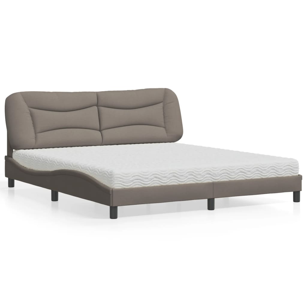 Lit avec matelas Hvar taupe 180x200 cm tissu - XIOS