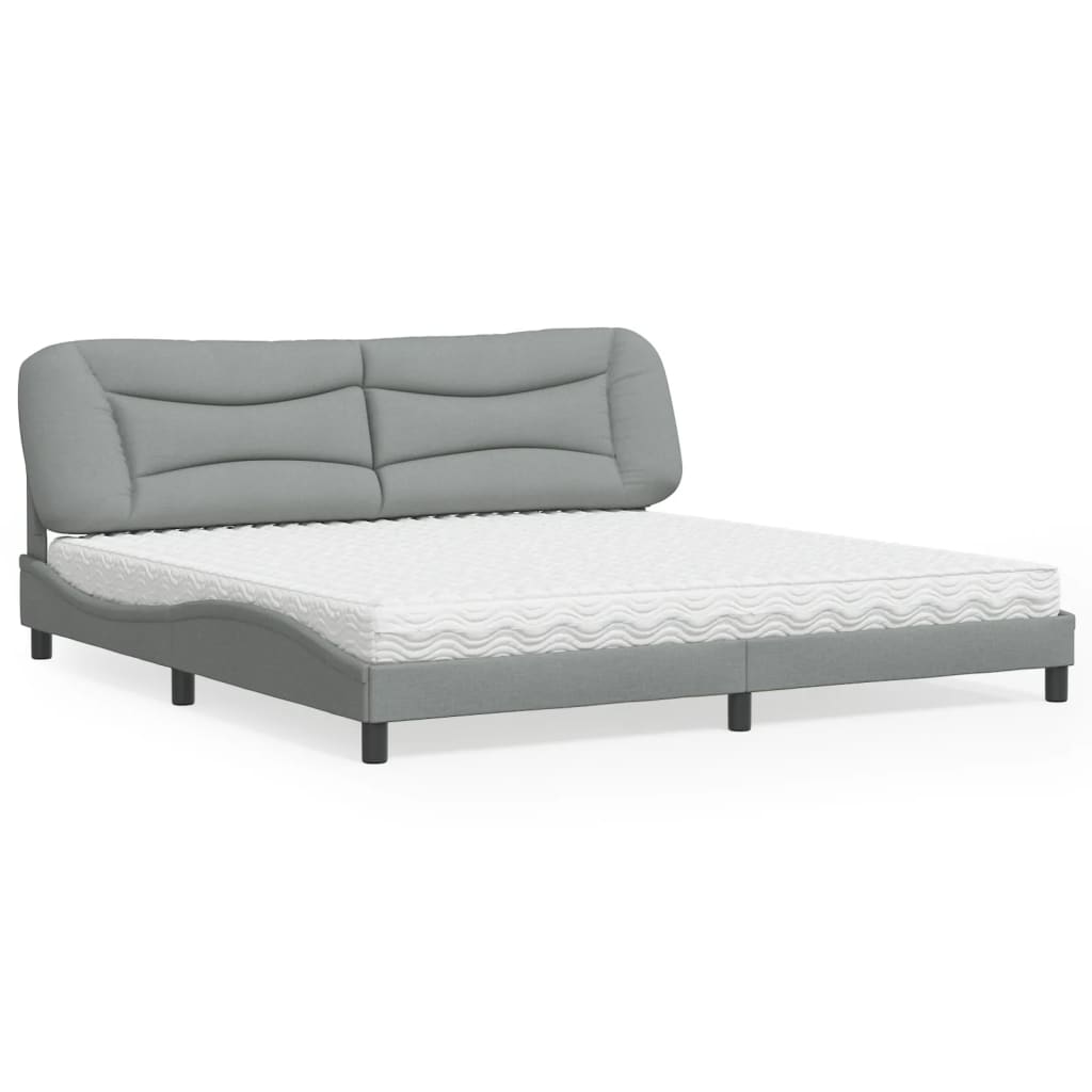 Lit avec matelas Hvar gris clair 200x200 cm tissu - XIOS