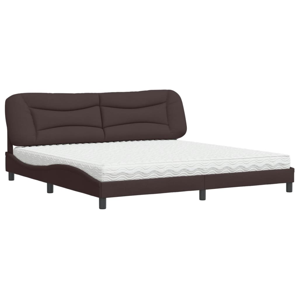 Lit avec matelas Hvar marron foncé 200x200 cm tissu - XIOS