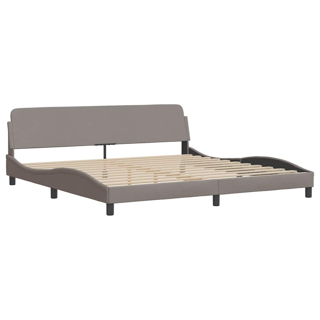 Lit avec matelas Hvar taupe 200x200 cm tissu