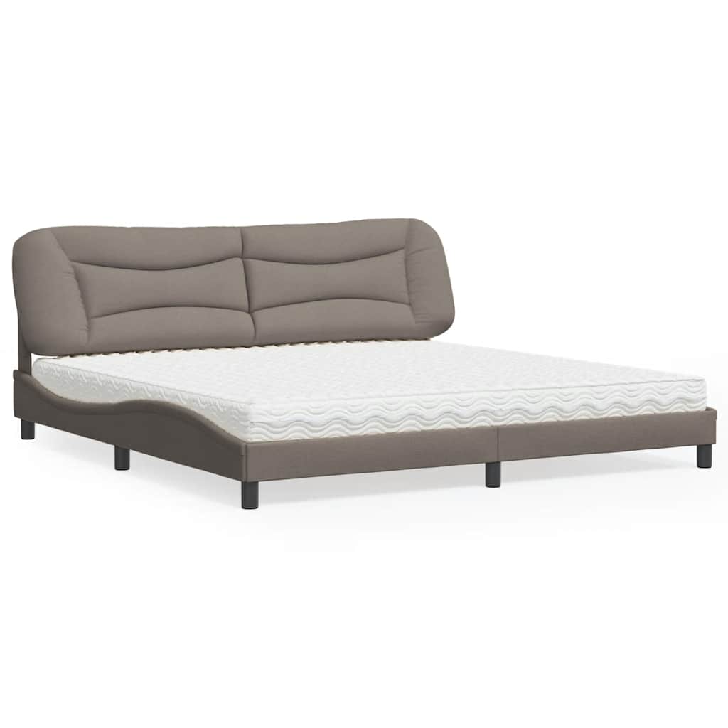 Lit avec matelas Hvar taupe 200x200 cm tissu