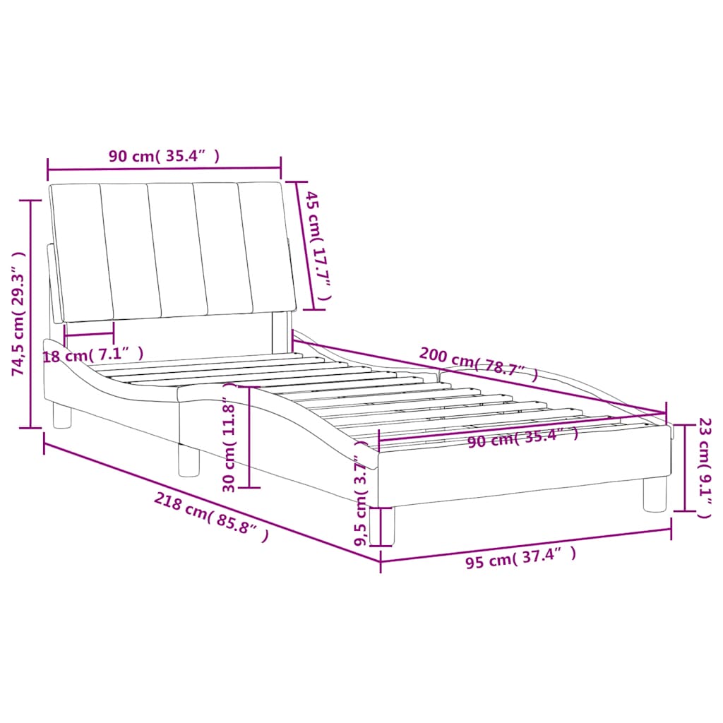 Lit avec matelas Hanko vert foncé 90x200 cm velours - XIOS