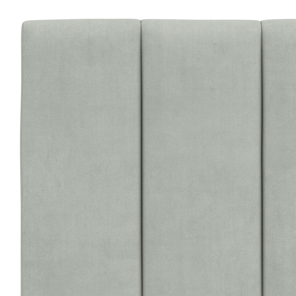 Lit avec matelas Hanko gris clair 120x200 cm velours - XIOS