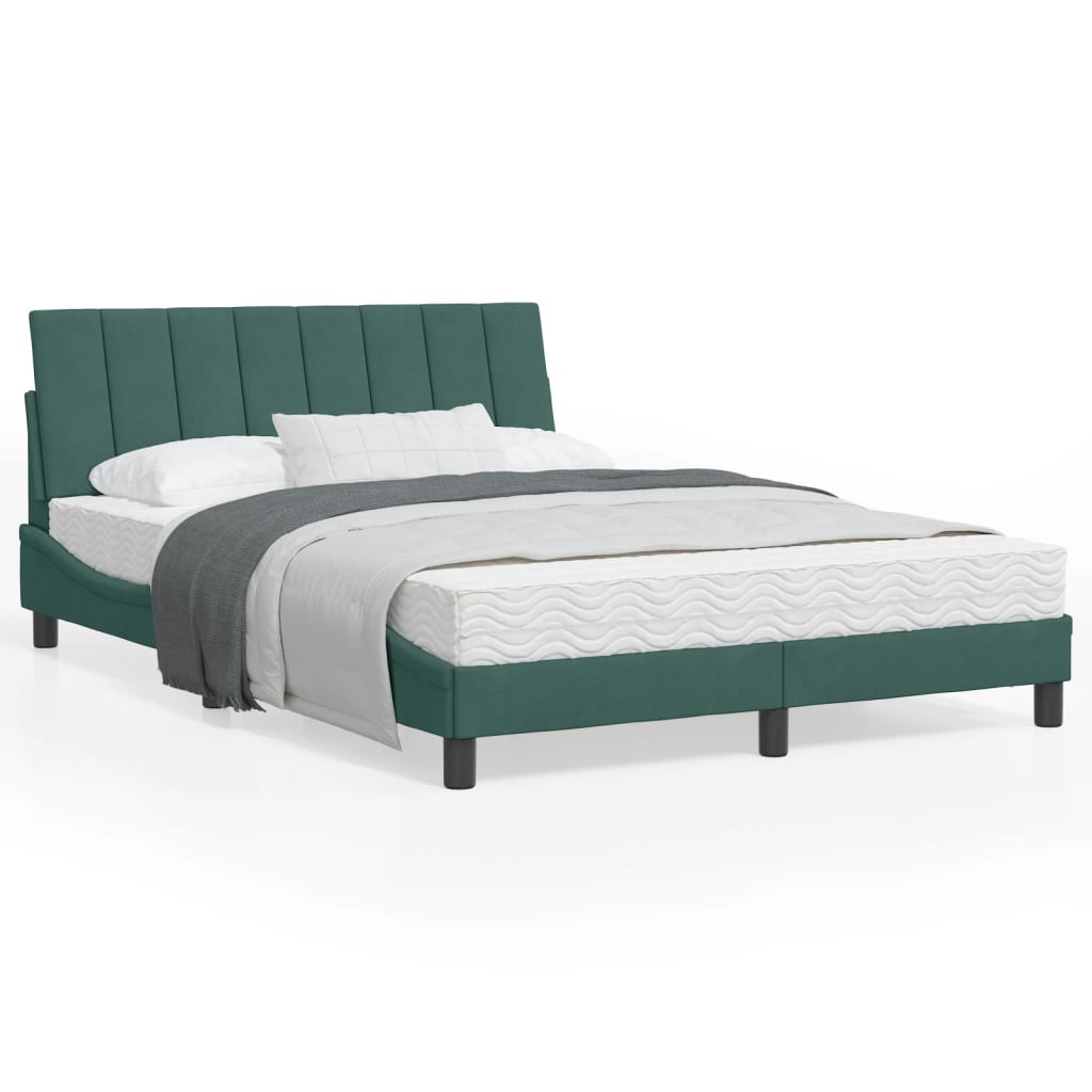 Lit avec matelas Hanko vert foncé 120x200 cm velours - XIOS
