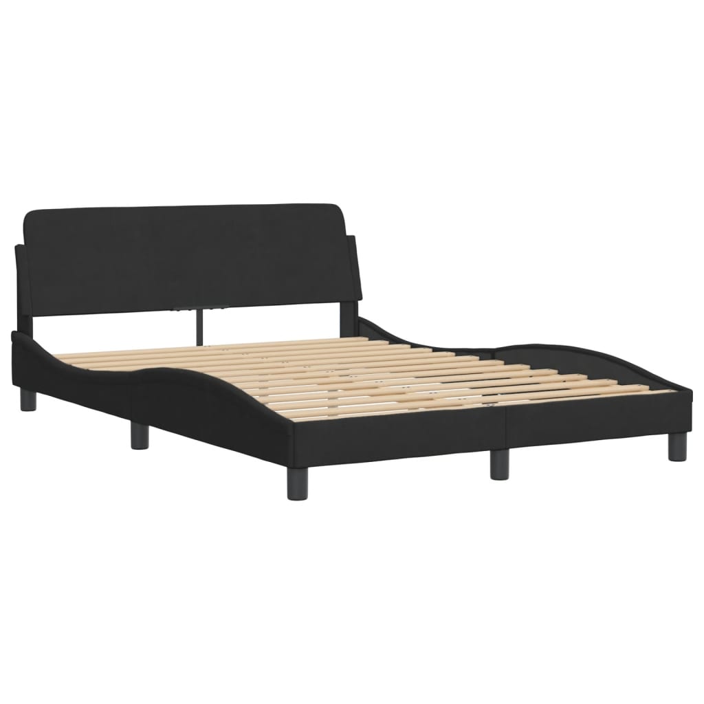 Lit avec matelas Hanko noir 140x200 cm velours