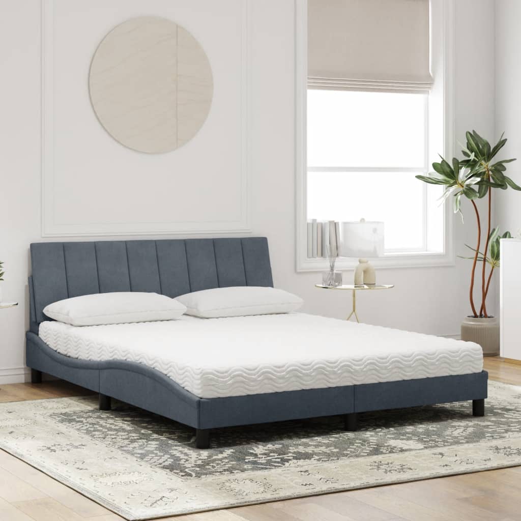 Lit avec matelas Hanko gris foncé 160x200 cm velours - XIOS