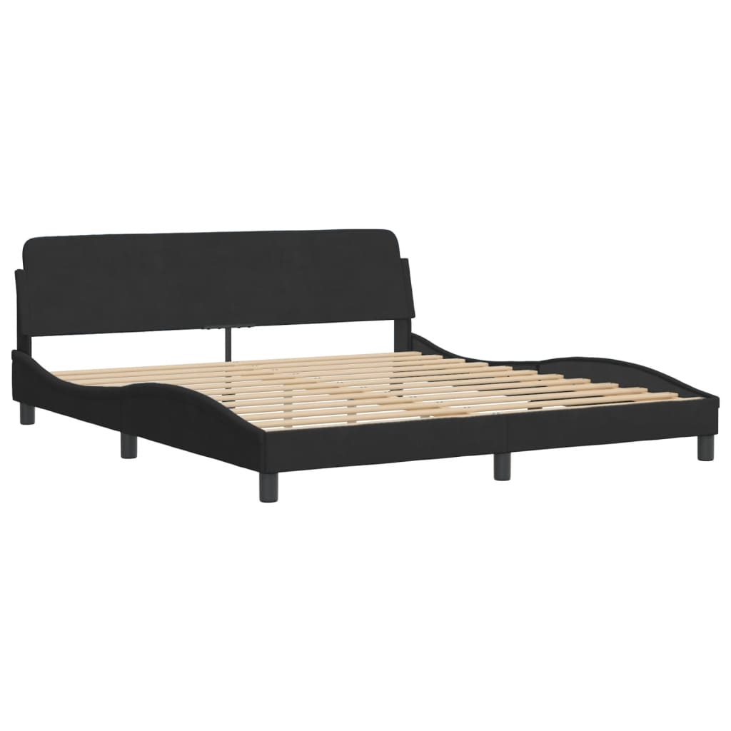 Lit avec matelas Hanko noir 180x200 cm velours - XIOS
