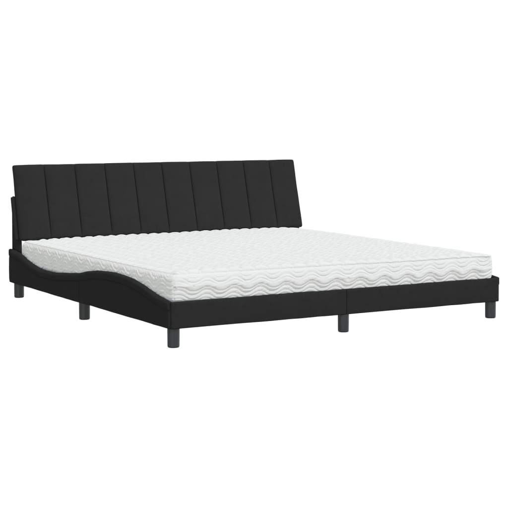 Lit avec matelas Hanko noir 200x200 cm velours - XIOS