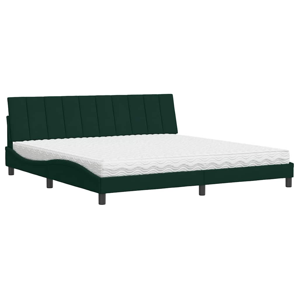 Lit avec matelas Hanko vert foncé 200x200 cm velours - XIOS