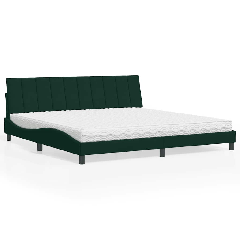 Lit avec matelas Hanko vert foncé 200x200 cm velours - XIOS
