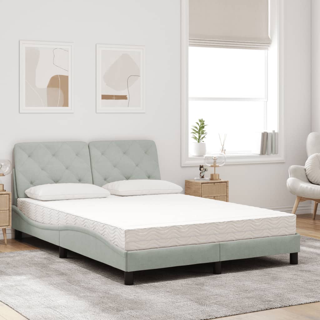 Lit avec matelas gris clair 120x200 cm velours - XIOS