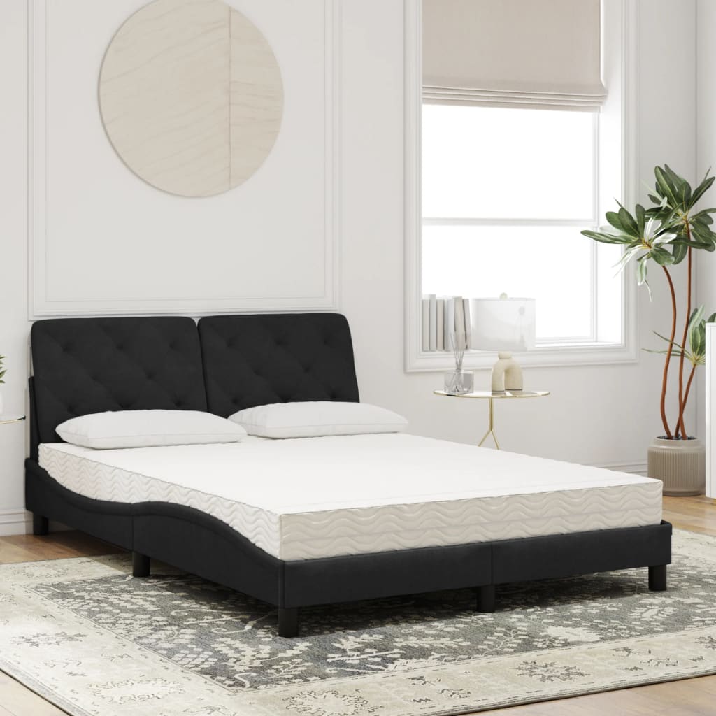 Lit avec matelas noir 120x200 cm velours - XIOS