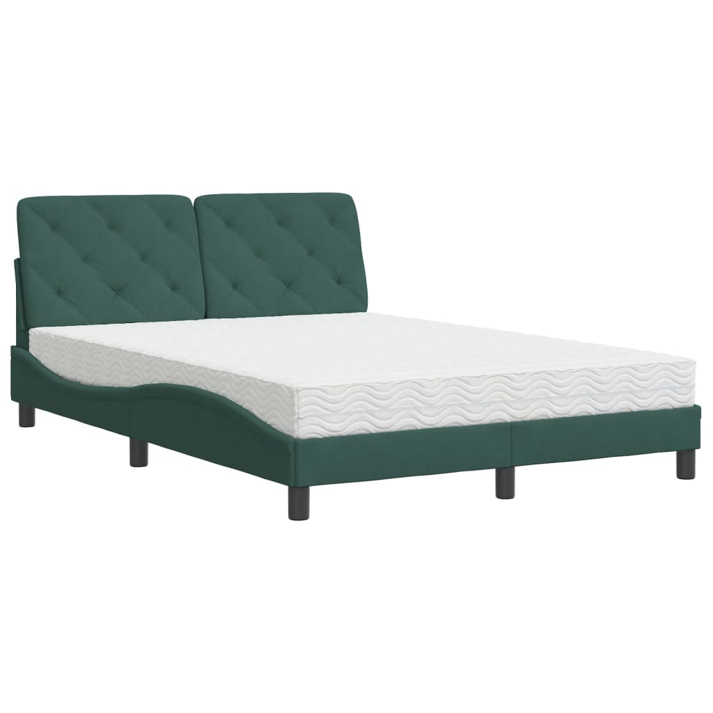 Lit avec matelas vert foncé 120x200 cm velours - XIOS