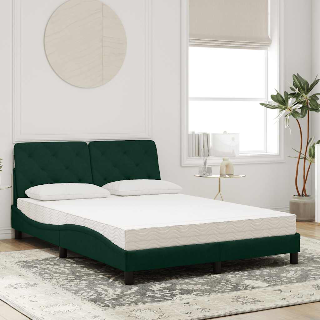 Lit avec matelas vert foncé 140x190 cm velours - XIOS