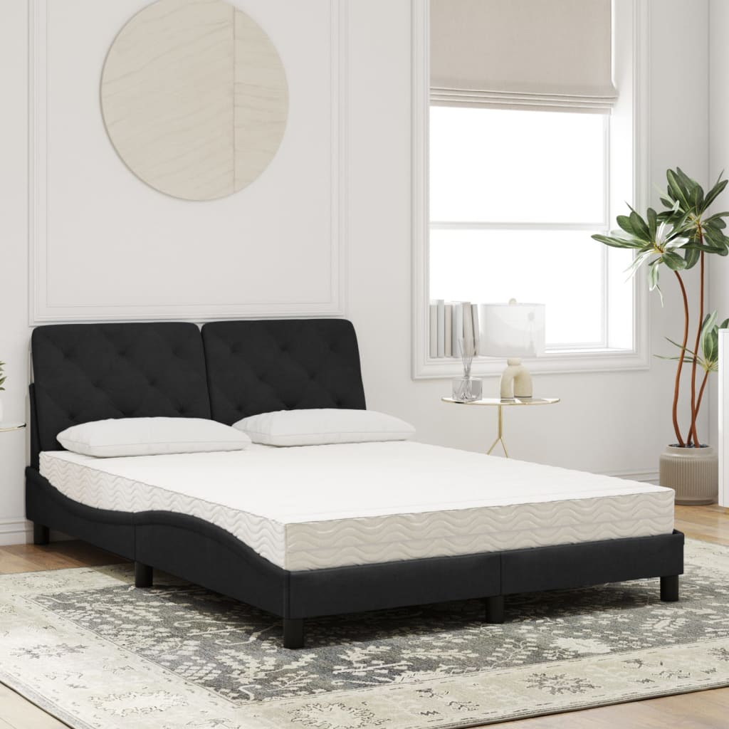 Lit avec matelas noir 140x200 cm velours - XIOS