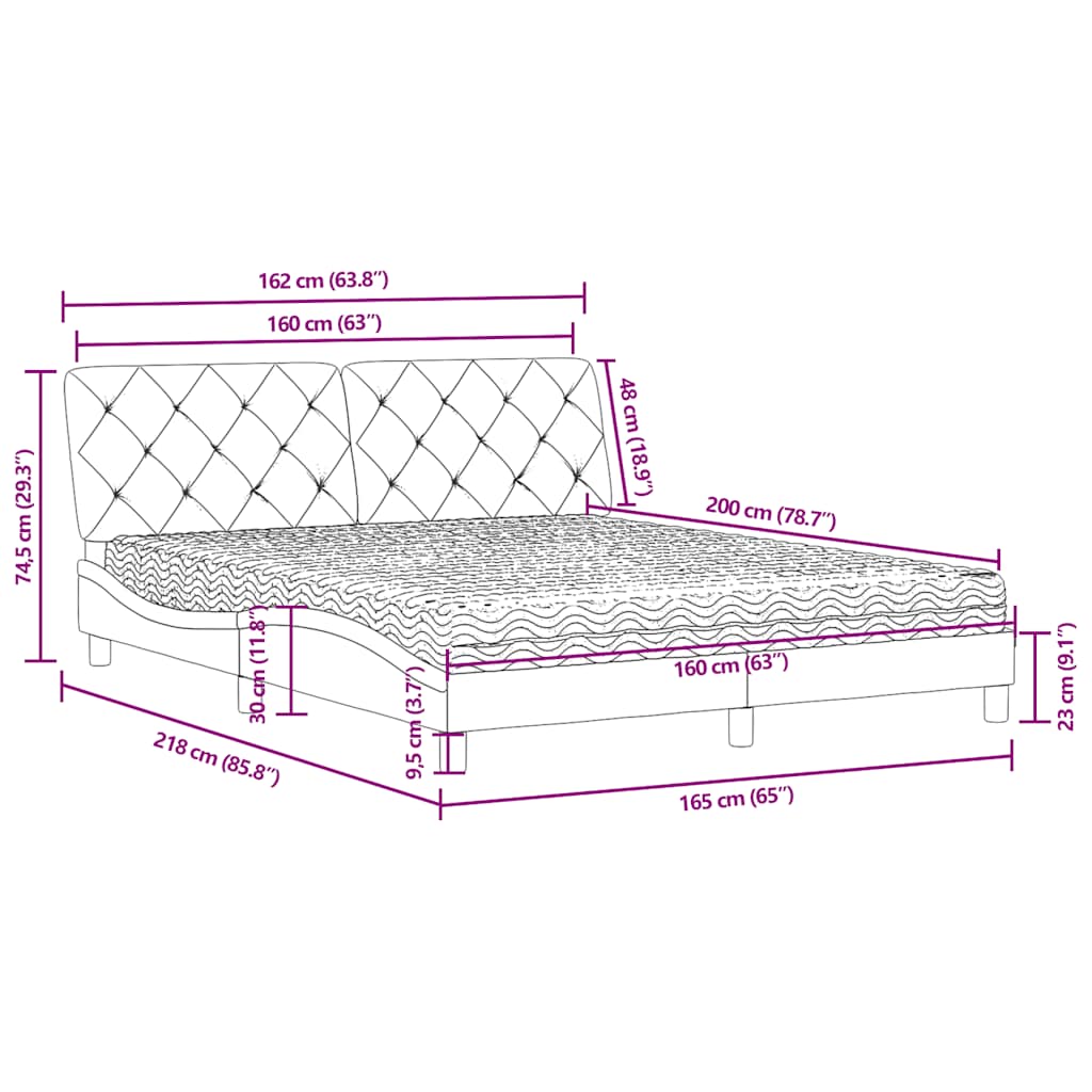 Lit avec matelas vert foncé 160x200 cm velours - XIOS