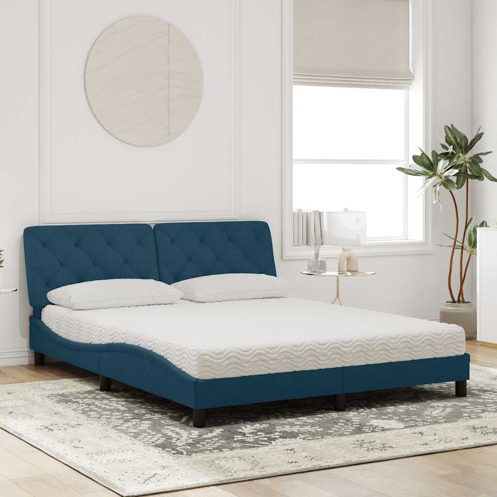 Lit avec matelas bleu 160x200 cm velours - XIOS