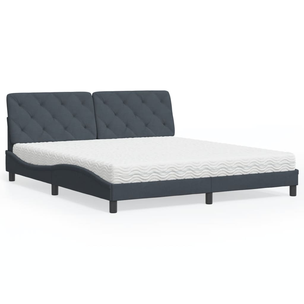 Lit avec matelas gris foncé 180x200 cm velours - XIOS