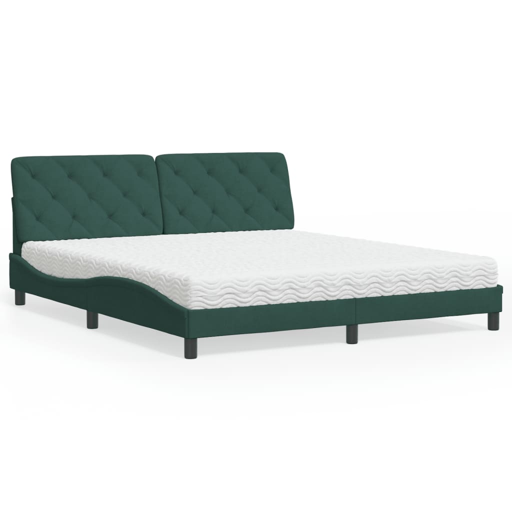Lit avec matelas vert foncé 180x200 cm velours - XIOS