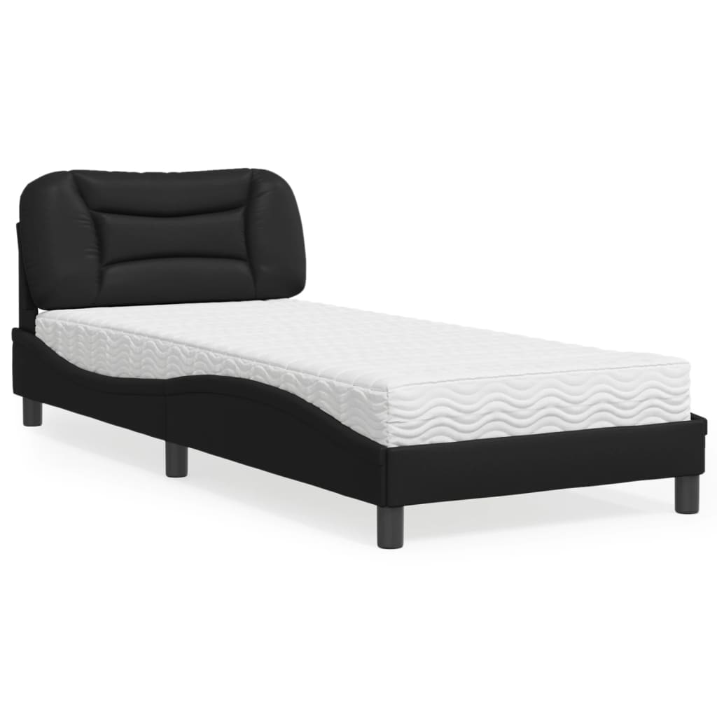 Lit avec matelas Hvar noir 80x200 cm similicuir - XIOS